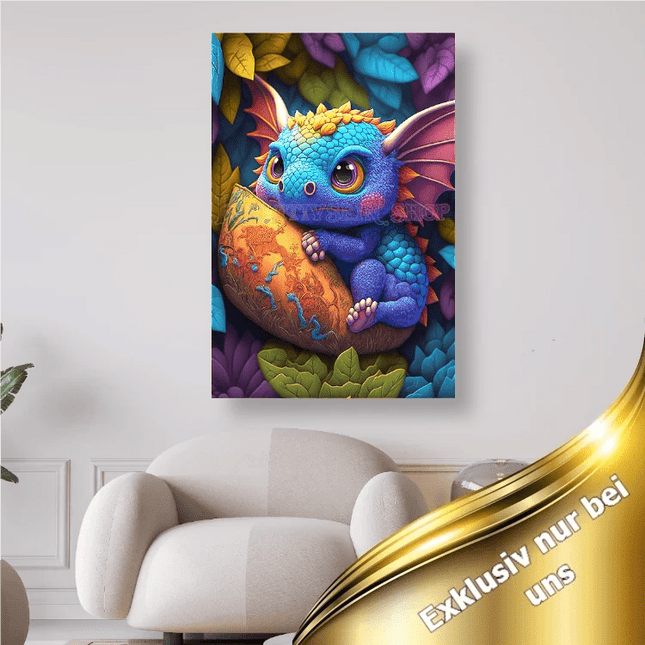 Kleines blaues Drachenbaby - 5D DIY Diamond Painting