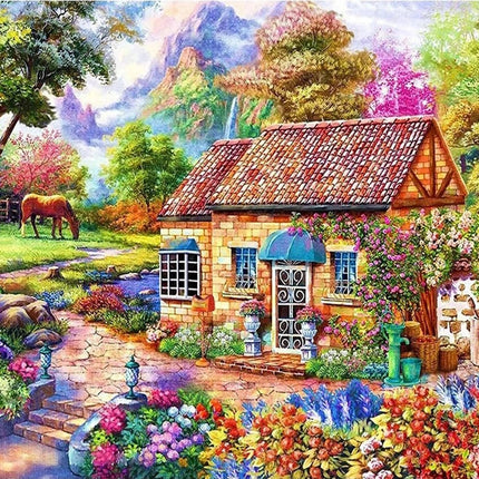 Kleines Landhaus im grünen - Voll AB 5D DIY Diamond Painting