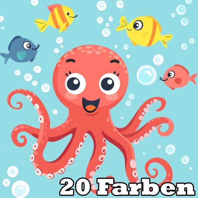 Krake mit Fische Kindermotiv - 5D DIY Diamond Painting