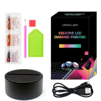 LED Lampe blaue Eule - Diamond Painting