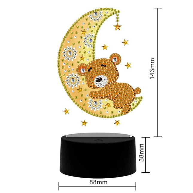 LED Lampe Mond mit Bärchen - Diamond Painting