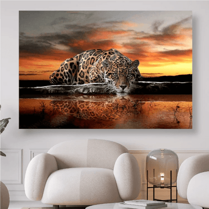 Leopard am Wasser - 5D DIY Diamond Painting