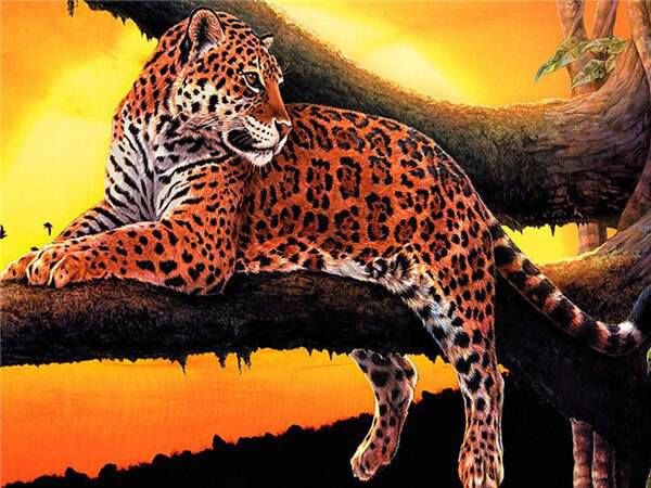 Leopard liegend auf einem Baum - 5D DIY Diamond Painting