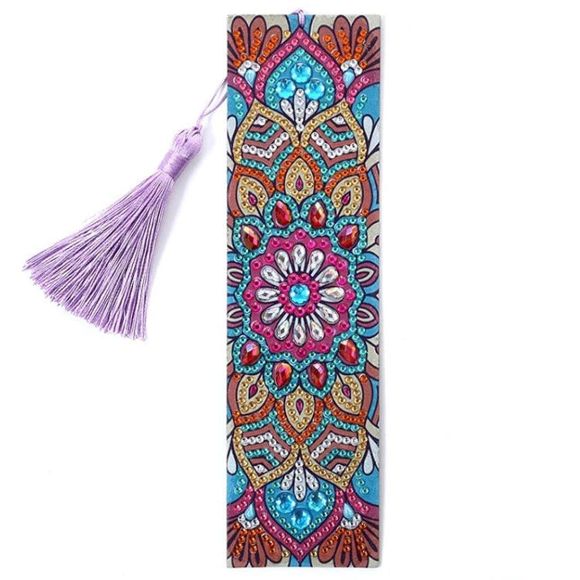 Lesezeichen Mandala orange/blau - Diamond Painting