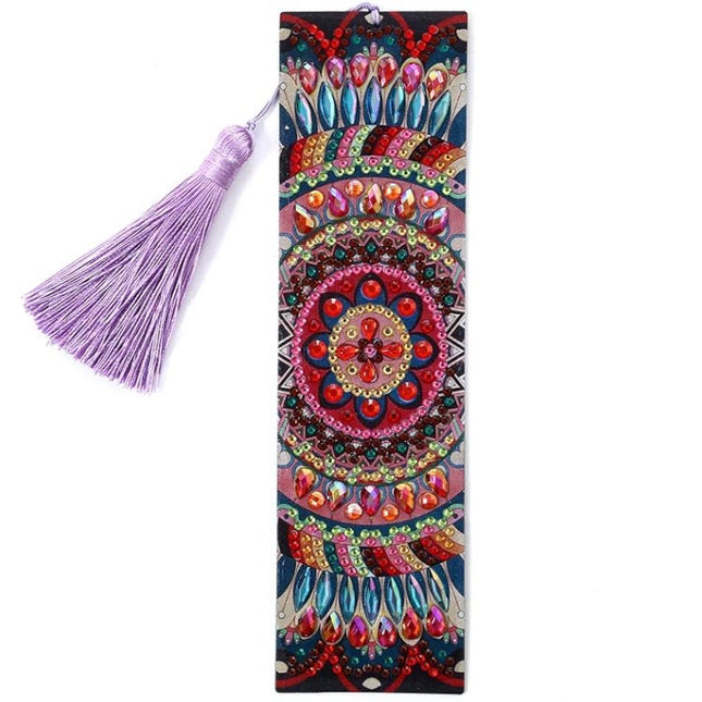 Lesezeichen Mandala rot/blau - Diamond Painting