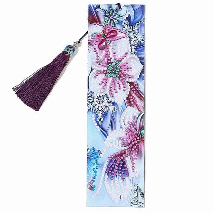 Lesezeichen weisse Blumen - Diamond Painting