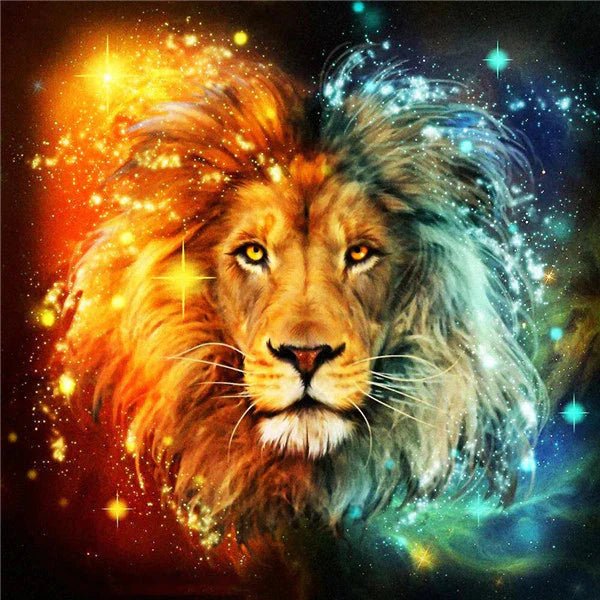 Löwe der Elemente Feuer und Wasser - 5D DIY Diamond Painting