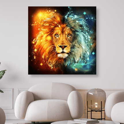 Löwe der Elemente Feuer und Wasser - 5D DIY Diamond Painting