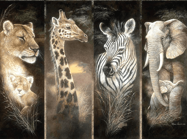 Löwe, Giraffe, Zebra, Elefant - 5D DIY Diamond Painting