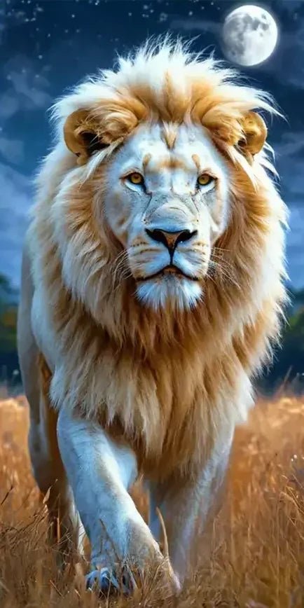 Löwe im Vollmond - 5D DIY Diamond Painting