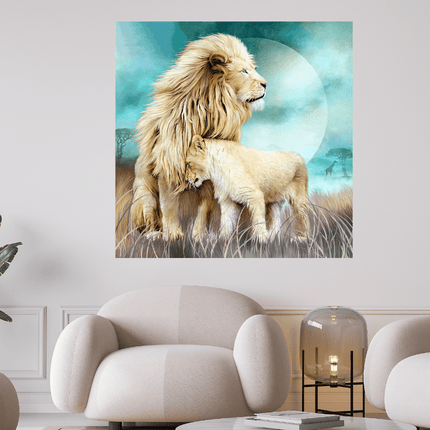 Löwe mit seinem Jungen - 5D DIY Diamond Painting