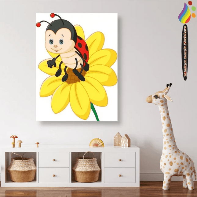 Marienkäfer auf Sonnenblume - Malen nach Zahlen