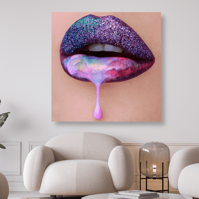Mund mit Pink und Lila Lippen - 5D DIY Diamond Painting