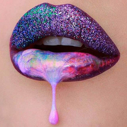 Mund mit Pink und Lila Lippen - 5D DIY Diamond Painting