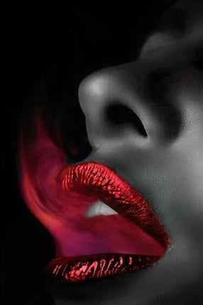 Mund mit roten Lippen und Rauch - 5D DIY Diamond Painting