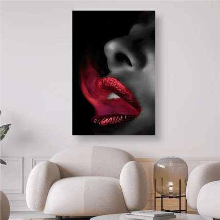 Mund mit roten Lippen und Rauch - 5D DIY Diamond Painting