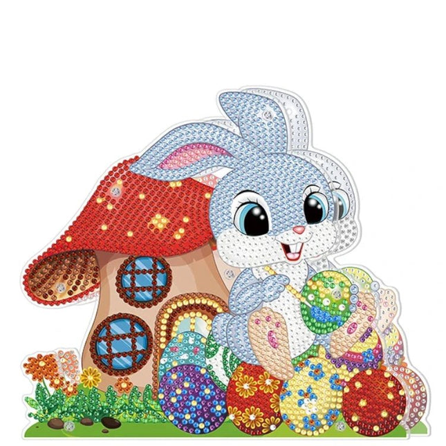 Osterhase bemalt Osterei Aufsteller mit LED - Diamond Painting