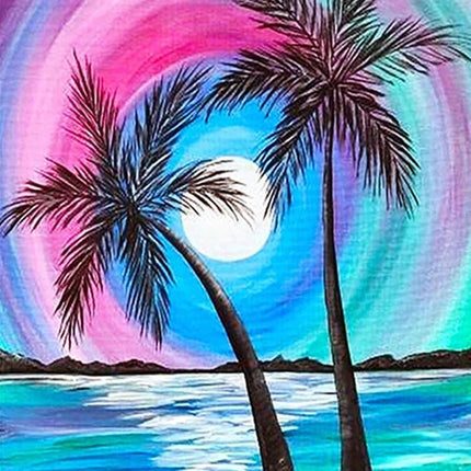 Palmen im Sonnenuntergang - Voll AB 5D DIY Diamond Painting