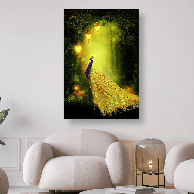 Pfau mit goldenen Federn - 5D DIY Diamond Painting