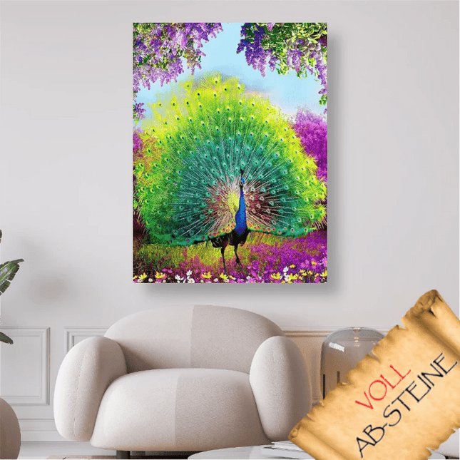Pfau mit offenem Rad - Voll AB 5D DIY Diamond Painting