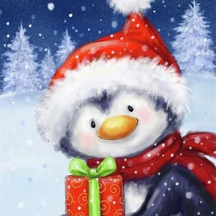 Pinguin mit Geschenk - 5D DIY Diamond Painting