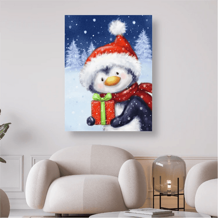 Pinguin mit Geschenk - 5D DIY Diamond Painting