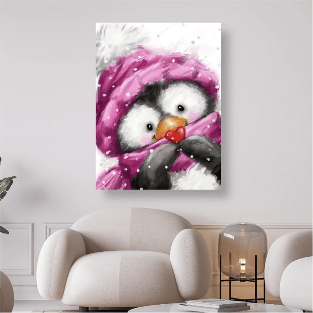 Pinguin mit Herz - 5D DIY Diamond Painting