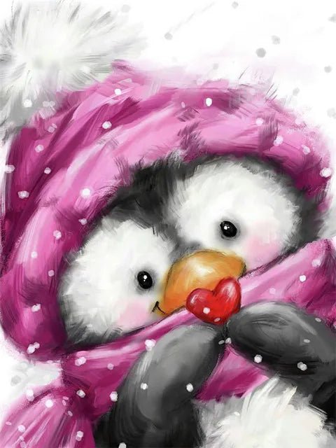 Pinguin mit Herz - 5D DIY Diamond Painting