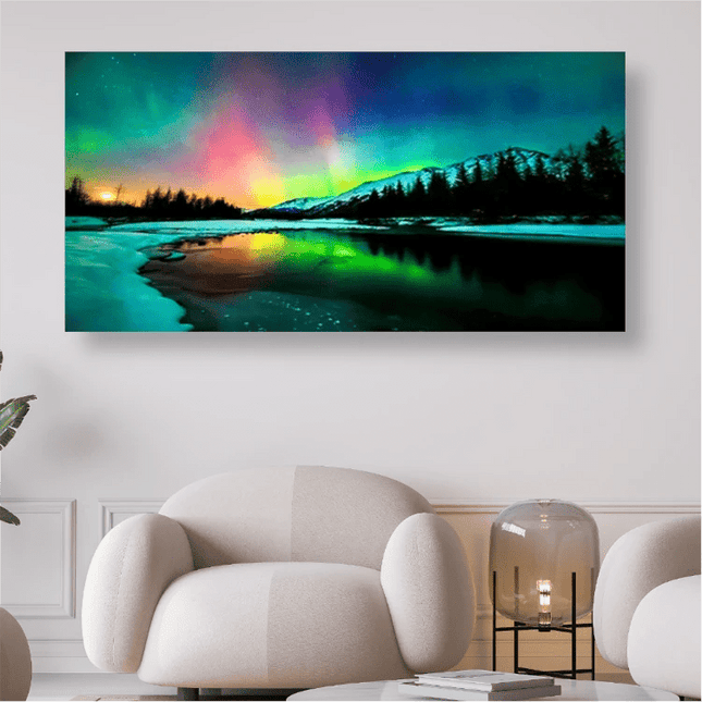 Polarlichter und Berge - 5D DIY Diamond Painting