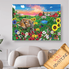 Reh und Hase auf Blumenwiese - Voll AB 5D DIY Diamond Painting