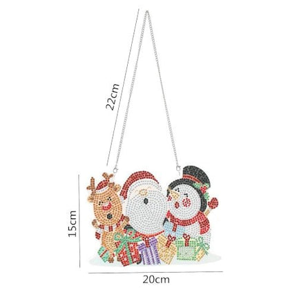 Rentier, Weihnachtsmann und Schneemann Aufhänger - Diamond Painting