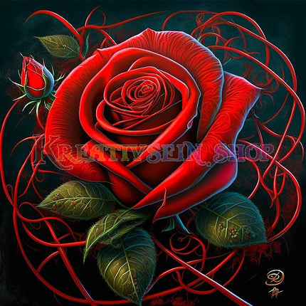 Rote Rosenblüte - 5D DIY Diamond Painting