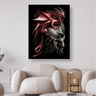Roter Drache sitzt auf Schädel - 5D DIY Diamond Painting