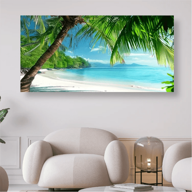 Sandstrand am Meer mit Palmen - 5D DIY Diamond Painting