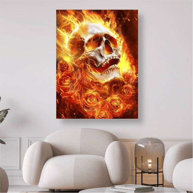 Schädel in Flammen - 5D DIY Diamond Painting