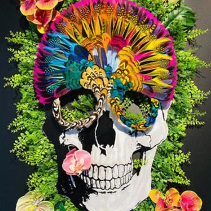 Schädel mit Blumen - 5D DIY Diamond Painting