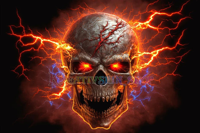 Schädel mit glühenden roten Augen - 5D DIY Diamond Painting