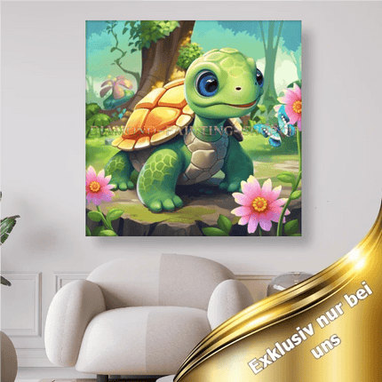 Schildkröte mit Blumen - 5D DIY Diamond Painting