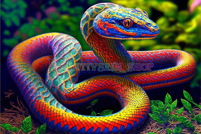 Schlange in Regenbogenfarben - 5D DIY Diamond Painting
