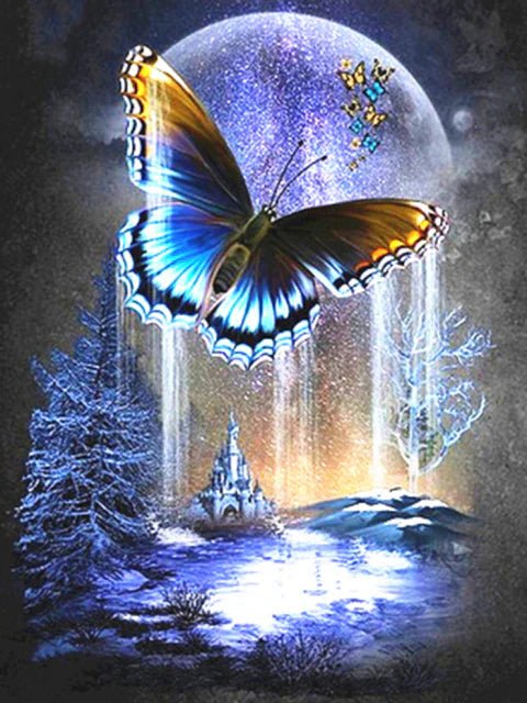 Schmetterling im Winter - 5D DIY Diamond Painting