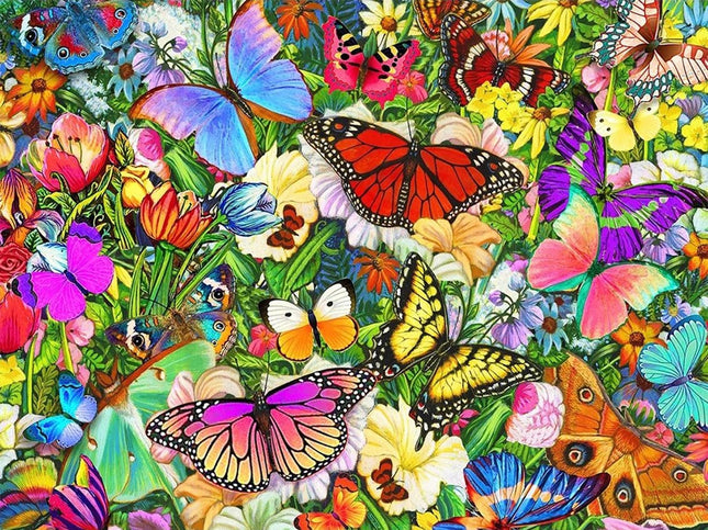 Schmetterlinge auf der Blumenwiese - Voll AB 5D DIY Diamond Painting