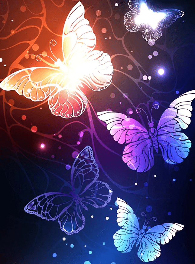 Schmetterlinge mit dunklem Hintergrund - 5D DIY Diamond Painting