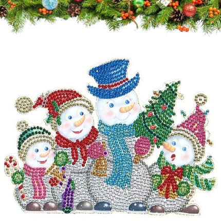Schneemänner feiern Weihnachten Aufhänger - Diamond Painting