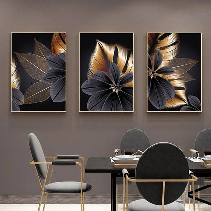 Schwarz und Gold Blätter - 5D DIY Diamond Painting