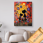 Schwarze Katzen in Blumenwiese - Voll AB 5D DIY Diamond Painting