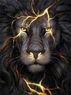 Schwarzer Löwe mit goldenen Streifen - 5D DIY Diamond Painting