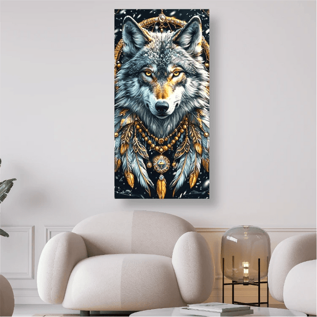 Schwarzer Wolf Traumfänger - 5D DIY Diamond Painting
