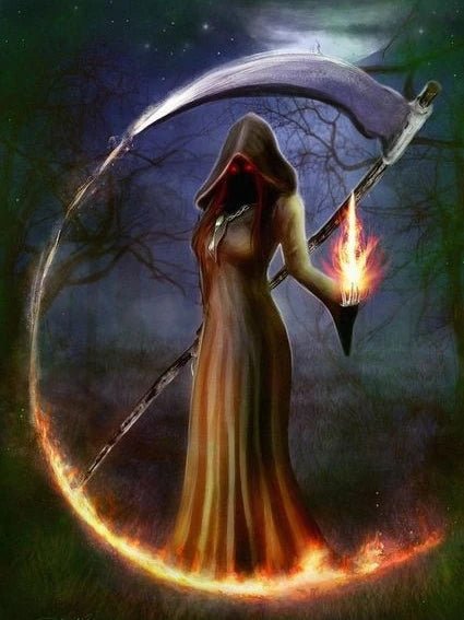 Sensenfrau mit Feuer - 5D DIY Diamond Painting