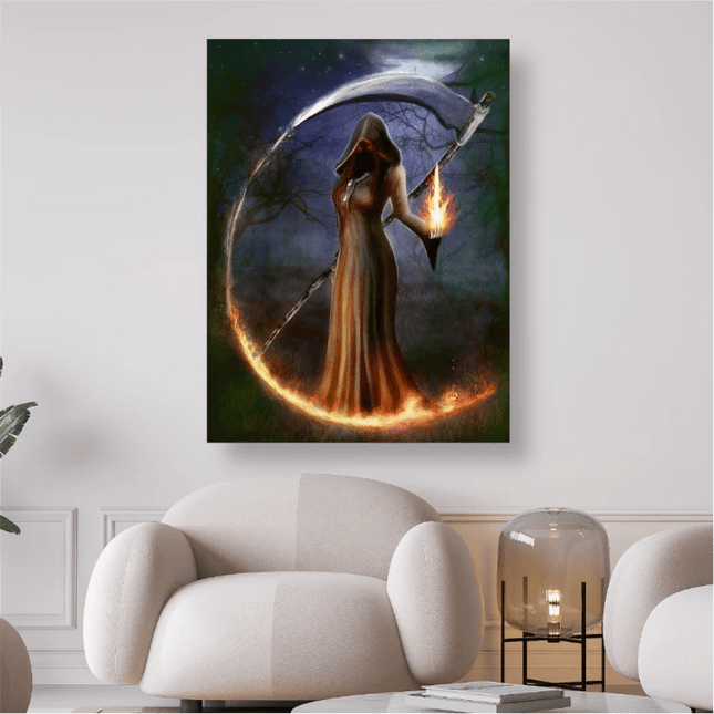 Sensenfrau mit Feuer - 5D DIY Diamond Painting