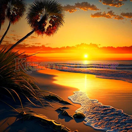Sonnenuntergang am Meer LA - 5D DIY Diamond Painting